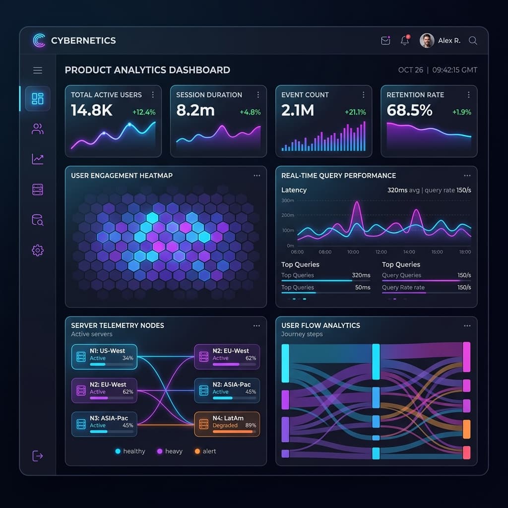 High-fidelity SaaS analytics dashboard interface mockup